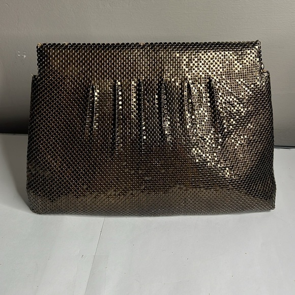 Whiting and Davis Pewter Metal Mesh Chain Link Shoulder Clutch Bag - Picture 1 of 12